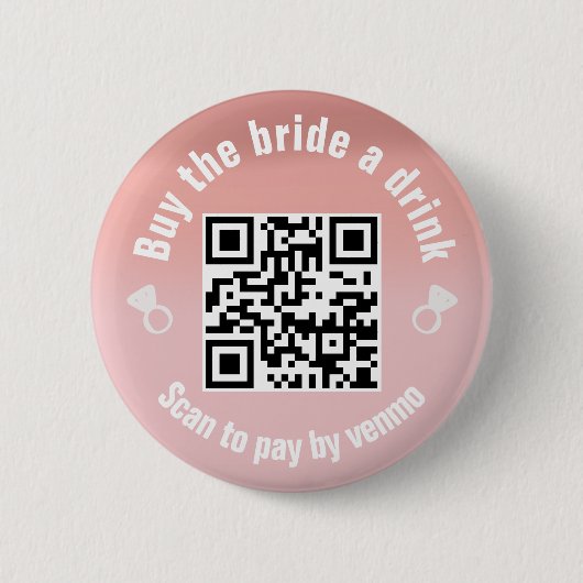 Badge Rond 5 Cm Code QR pour Offrir un Verre à la Mariée (Devant)