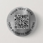 Badge Rond 5 Cm Code QR promotionnel argent (Devant)