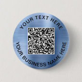Badge Rond 5 Cm Code QR Promotionnel Bleu (Devant)