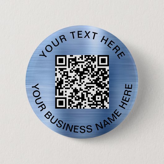 Badge Rond 5 Cm Code QR Promotionnel Bleu (Devant)