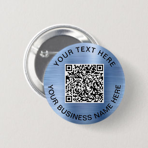 Badge Rond 5 Cm Code QR Promotionnel Bleu