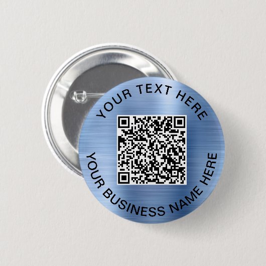 Badge Rond 5 Cm Code QR Promotionnel Bleu (Devant & derrière)