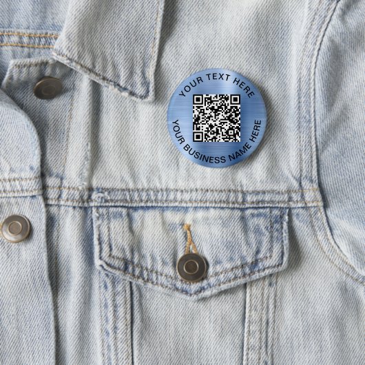 Badge Rond 5 Cm Code QR Promotionnel Bleu (En situation)