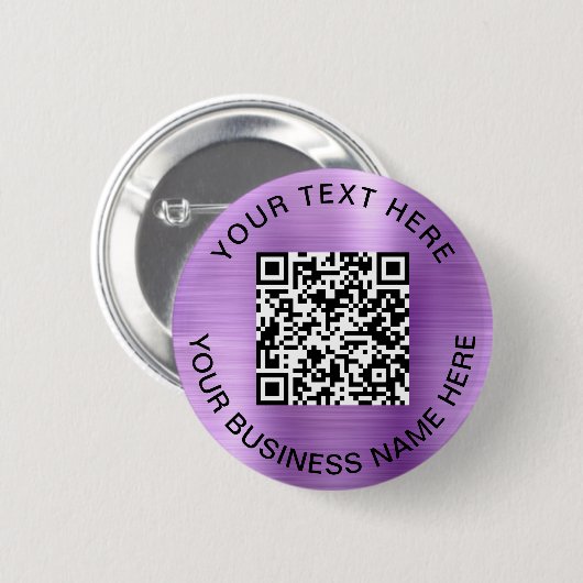 Badge Rond 5 Cm Code QR Promotionnel Violet (Devant & derrière)