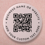 Badge Rond 5 Cm Code QR | Rosée Noire Minimaliste moderne ronde<br><div class="desc">Un simple modèle de broche de code QR rose vif personnalisé dans un style minimaliste moderne qui peut être facilement mis à jour avec votre code QR,  nom commercial ou site Web et texte personnalisé,  par exemple,  scannez-moi vers...  #QRcode #button #business</div>