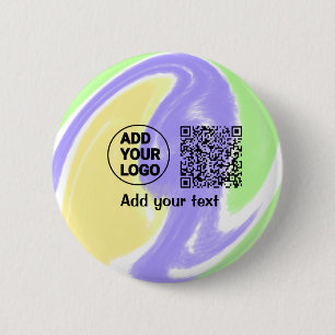 Badge Rond 5 Cm Code qr simple minimaliste ajouter logo nom du cod