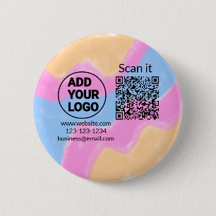 Badge Rond 5 Cm Code QR simple minimaliste ajouter un logo scanner