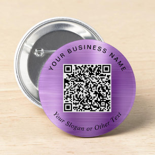 Badge Rond 5 Cm Code QR violet d'épingle de l'entreprise promotion