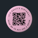 Badge Rond 5 Cm Codes QR personnalisés Application d'argent Cadeau<br><div class="desc">Présentons notre épingle de don de code QR personnalisé, un moyen amusant et moderne de célébrer une occasion spéciale ! Cette épingle unique comporte un code QR personnalisable, vous permettant de demander facilement des dons. Que ce soit "C'est l'anniversaire de Sally, scannez pour lui offrir un verre" ou un message...</div>