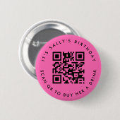 Badge Rond 5 Cm Codes Qr personnalisés Cash App Anniversaire Pin,  (Devant & derrière)