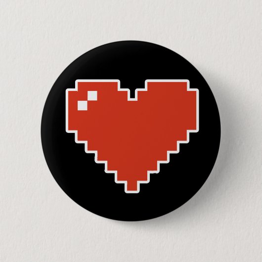 Badge Rond 5 Cm coeur 8bit plein (Devant)