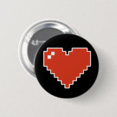 Badge Rond 5 Cm coeur 8bit plein (Devant & derrière)