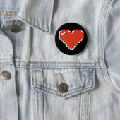 Badge Rond 5 Cm coeur 8bit plein (En situation)