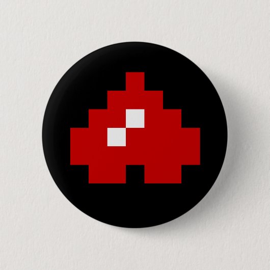 Badge Rond 5 Cm Coeur à 8 bits Pixel (Devant)