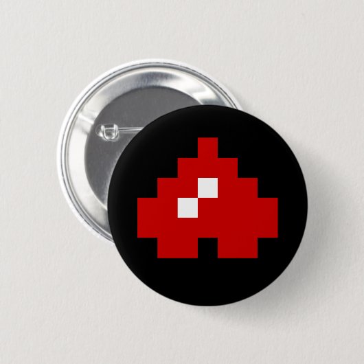 Badge Rond 5 Cm Coeur à 8 bits Pixel (Devant & derrière)