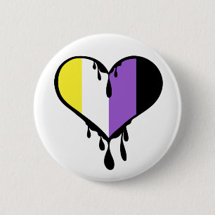 Badge Rond 5 Cm Coeur à goutte non binaire