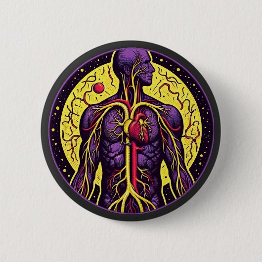 Badge Rond 5 Cm Coeur anatomique dynamique (Devant)