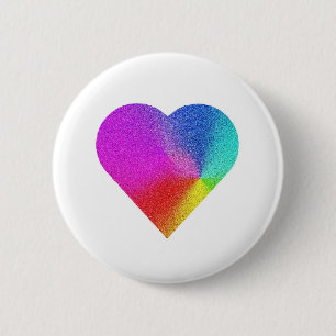 Badge Rond 5 Cm Coeur arc-en-ciel