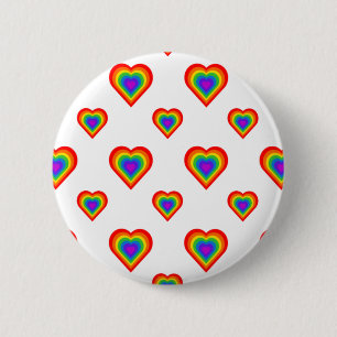 Badge Rond 5 Cm Coeur arc-en-ciel