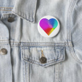 Badge Rond 5 Cm Coeur arc-en-ciel (En situation)