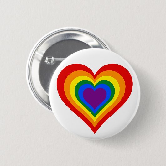 Badge Rond 5 Cm Coeur arc-en-ciel (Devant & derrière)