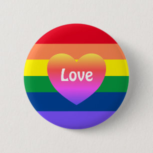 Badge Rond 5 Cm Coeur arc-en-ciel LGBTQ gay pride