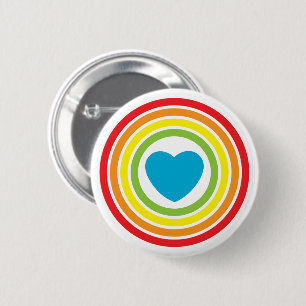 Badge Rond 5 Cm coeur arc-en-ciel rétro