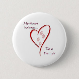 Badge Rond 5 Cm Coeur beagle Appartient