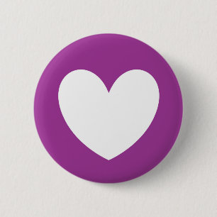 Badge Rond 5 Cm Coeur blanc sur Cactus violet Fleur violet