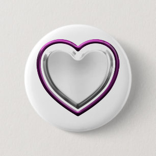 Badge Rond 5 Cm Coeur blanc violet