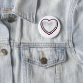 Badge Rond 5 Cm Coeur blanc violet (En situation)