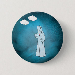 Badge Rond 5 Cm Coeur bleu chat cool