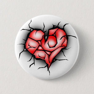 Badge Rond 5 Cm Coeur brisé et brisé