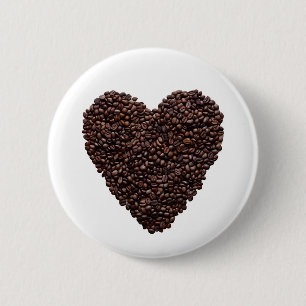 Badge Rond 5 Cm Coeur café