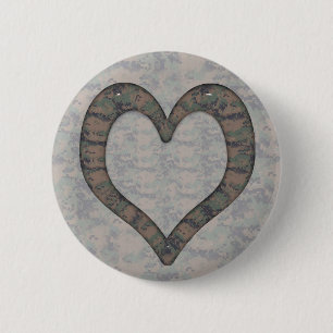 Badge Rond 5 Cm Coeur Camouflage numérique Woodland sur Camo