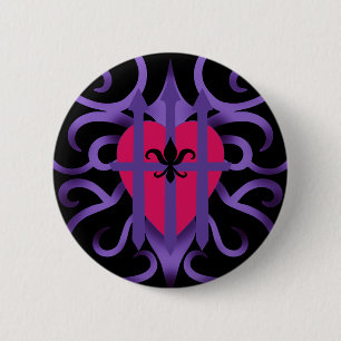 Badge Rond 5 Cm Coeur capturé par rose médiéval de Valentine
