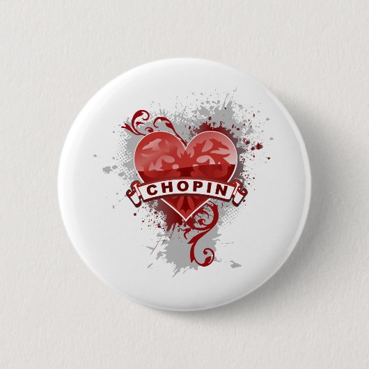 Badge Rond 5 Cm Coeur Chopin (Devant)