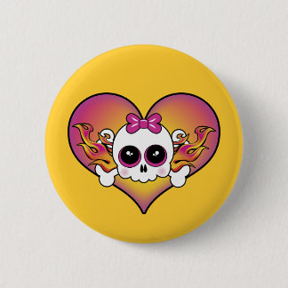Badge Rond 5 Cm Coeur crânien mignon