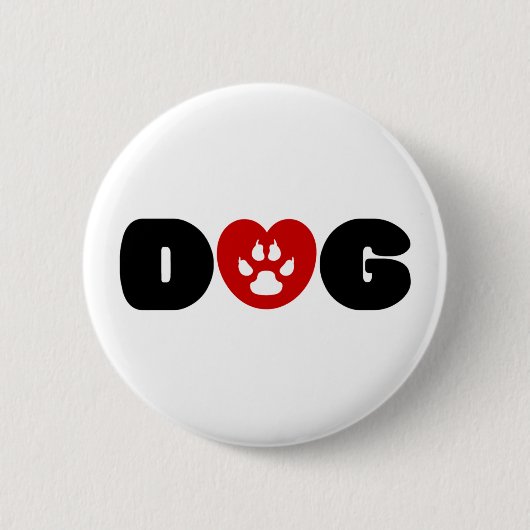 Badge Rond 5 Cm Coeur d'amour de chien (Devant)