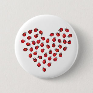 Badge Rond 5 Cm Coeur d'amour de coccinelle