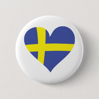 Badge Rond 5 Cm coeur d'amour de la suède - drapeau de la suède