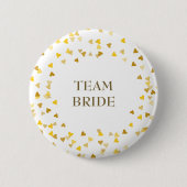 Badge Rond 5 Cm Cœur d'amour doré Confetti Nom (Devant)