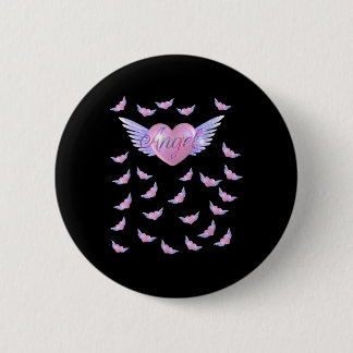 Badge Rond 5 Cm Cœur d'ange avec des ailes