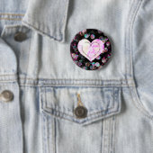 Badge Rond 5 Cm Coeur dansant (En situation)