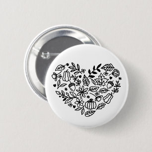 Badge Rond 5 Cm Coeur d'automne