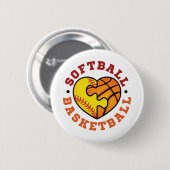 Badge Rond 5 Cm Coeur de basketball de softball (Devant & derrière)