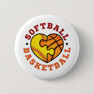 Badge Rond 5 Cm Coeur de basketball de softball