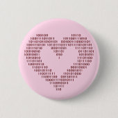 Badge Rond 5 Cm Coeur de code binaire (Devant)