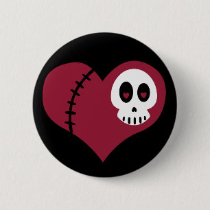 Badge Rond 5 Cm Coeur de crâne