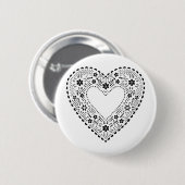 Badge Rond 5 Cm Coeur de dentelle noire (Devant & derrière)